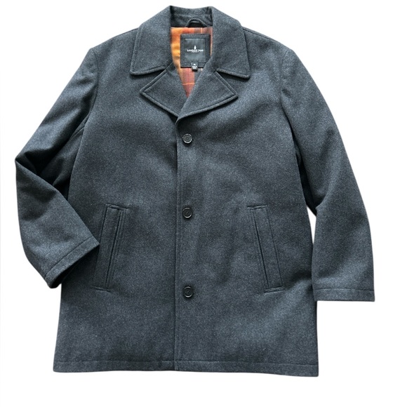 London Fog Other - London Fog Mens XL Charcoal Peacoat with Plaid Lining Classic Wool Overcoat